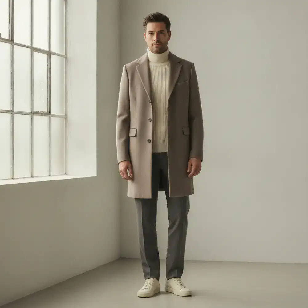 Men's structured outerwear and knitwear
